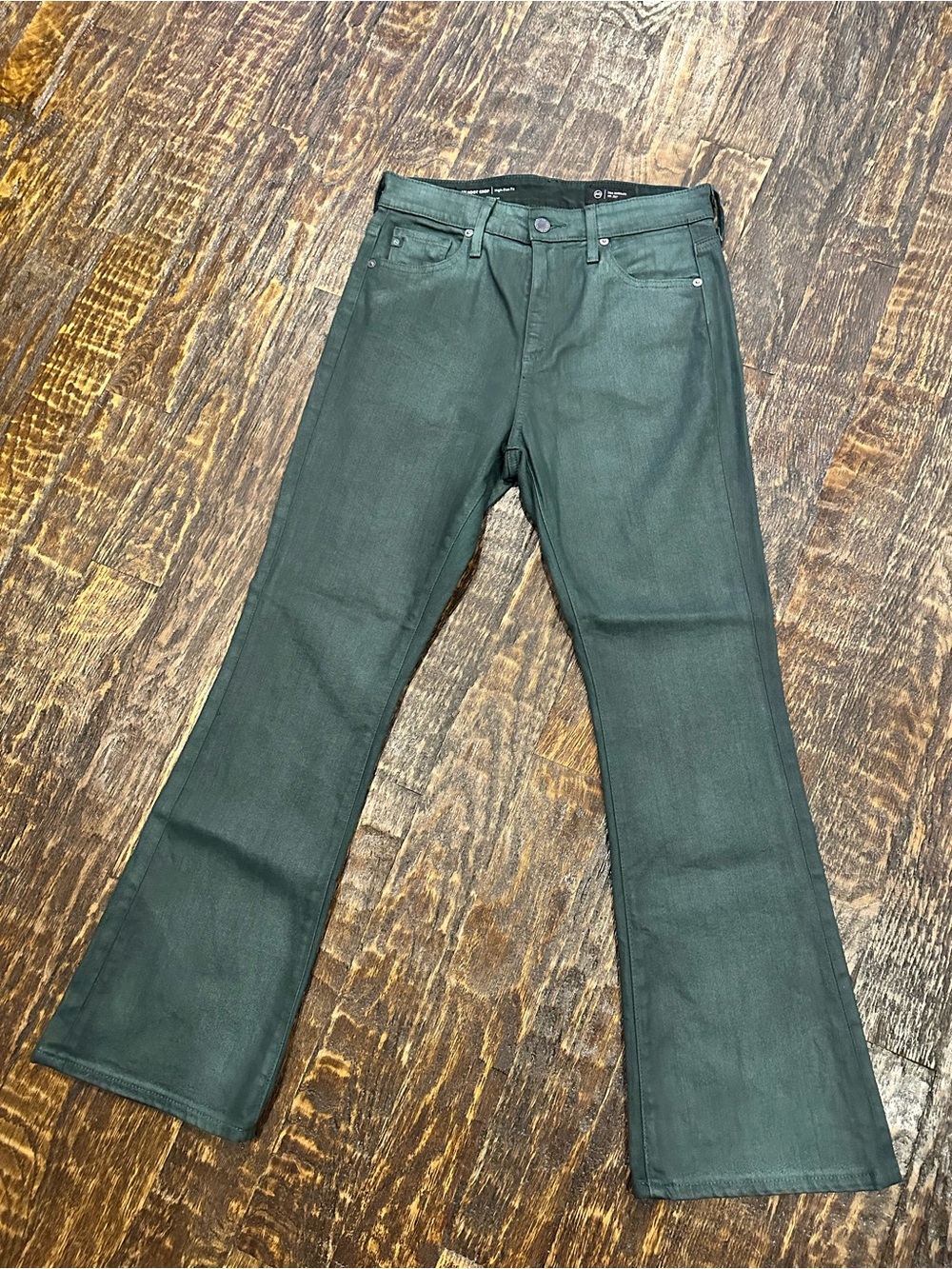 AG Adriano Goldschmied Dark Green Flare Jeans